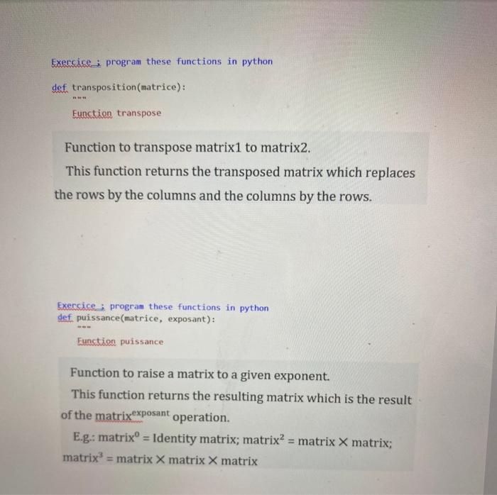 Solved Exercise i program these functions in python det | Chegg.com