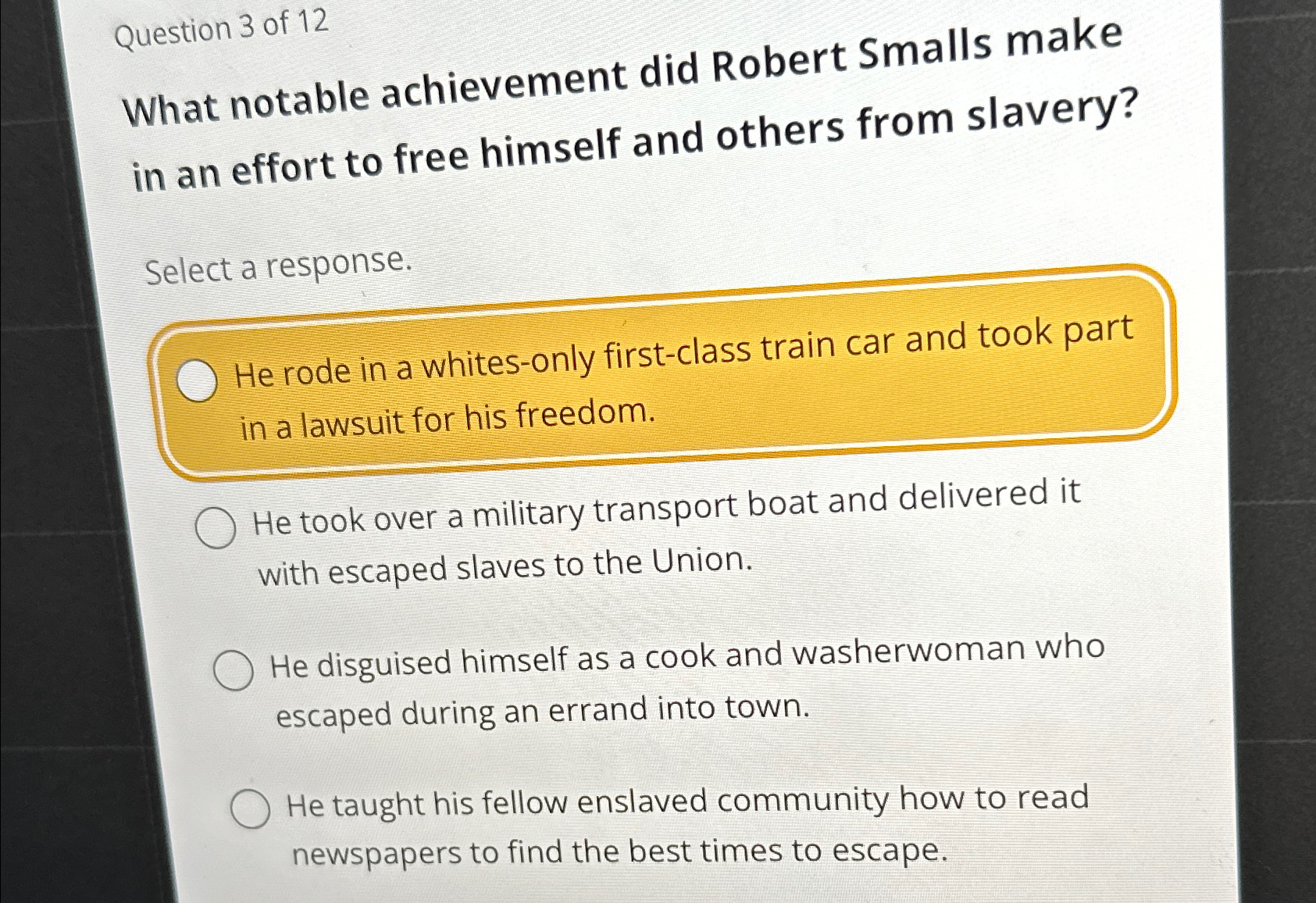 Solved Question 3 ﻿of 12What notable achievement did Robert | Chegg.com