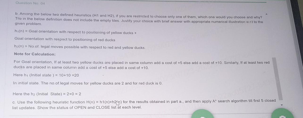 Solved Consider the below initial and goal states (Two | Chegg.com