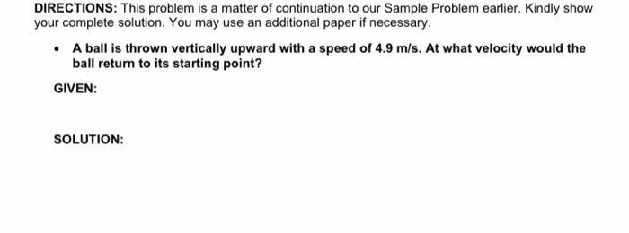 Solved DIRECTIONS: This Problem Is A Matter Of Continuation | Chegg.com