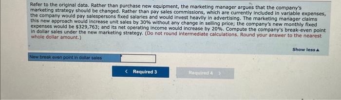 Solved Problem 6-29 (Algo) Changes In Cost Structure; | Chegg.com