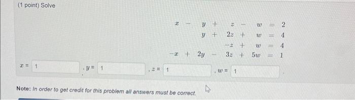 Solved ( 1 point) Solve the system using any method | Chegg.com