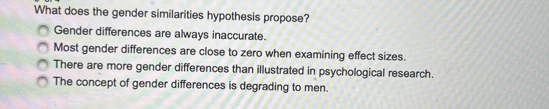 Solved What does the gender similarities hypothesis | Chegg.com