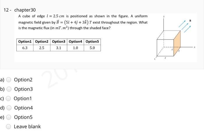 Solved A Cube Of Edge L=2.5 Cm Is Positioned As Shown In The | Chegg.com