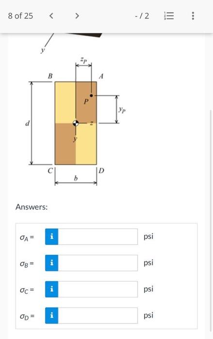 Solved A short rectangular post supports a compressive load | Chegg.com
