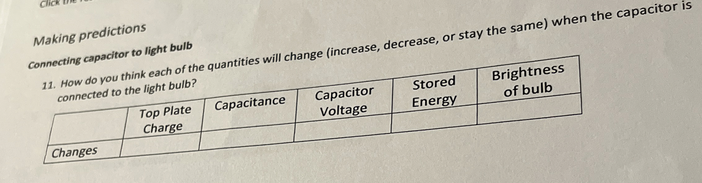 Solved Making predictionsconnecting capacitor to light | Chegg.com