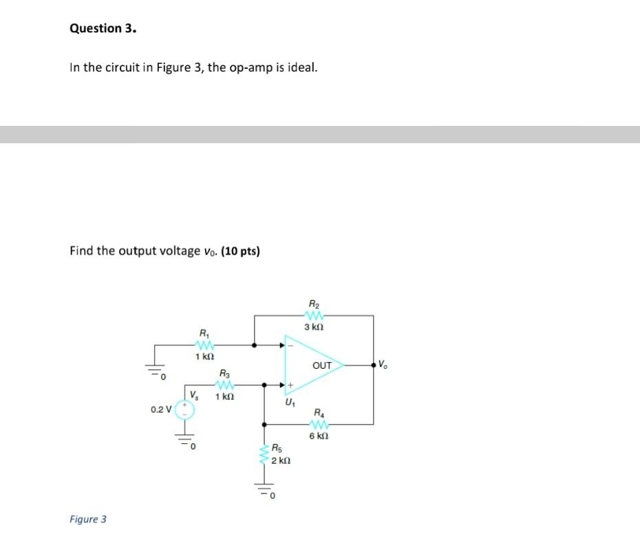 Solved Question 3. In the circuit in Figure 3, the op-amp is | Chegg.com