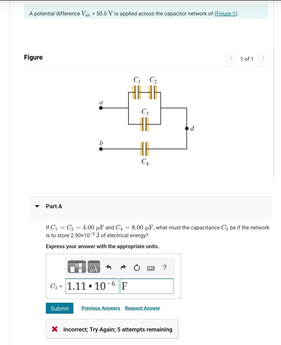 Solved A Potential Difference Vab=50.0 V Is Applied Across | Chegg.com