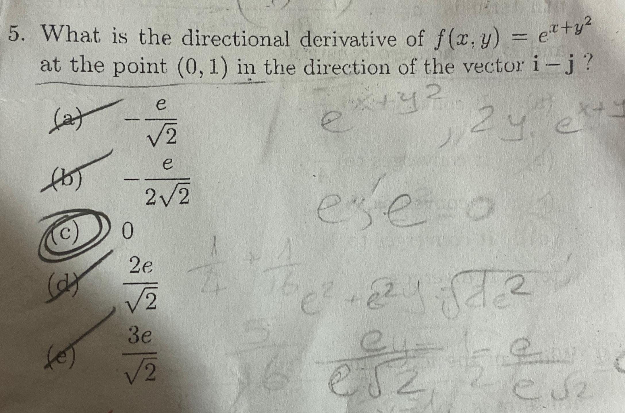 Solved What is the directional derivative of f(x,y)=ex+y2 | Chegg.com