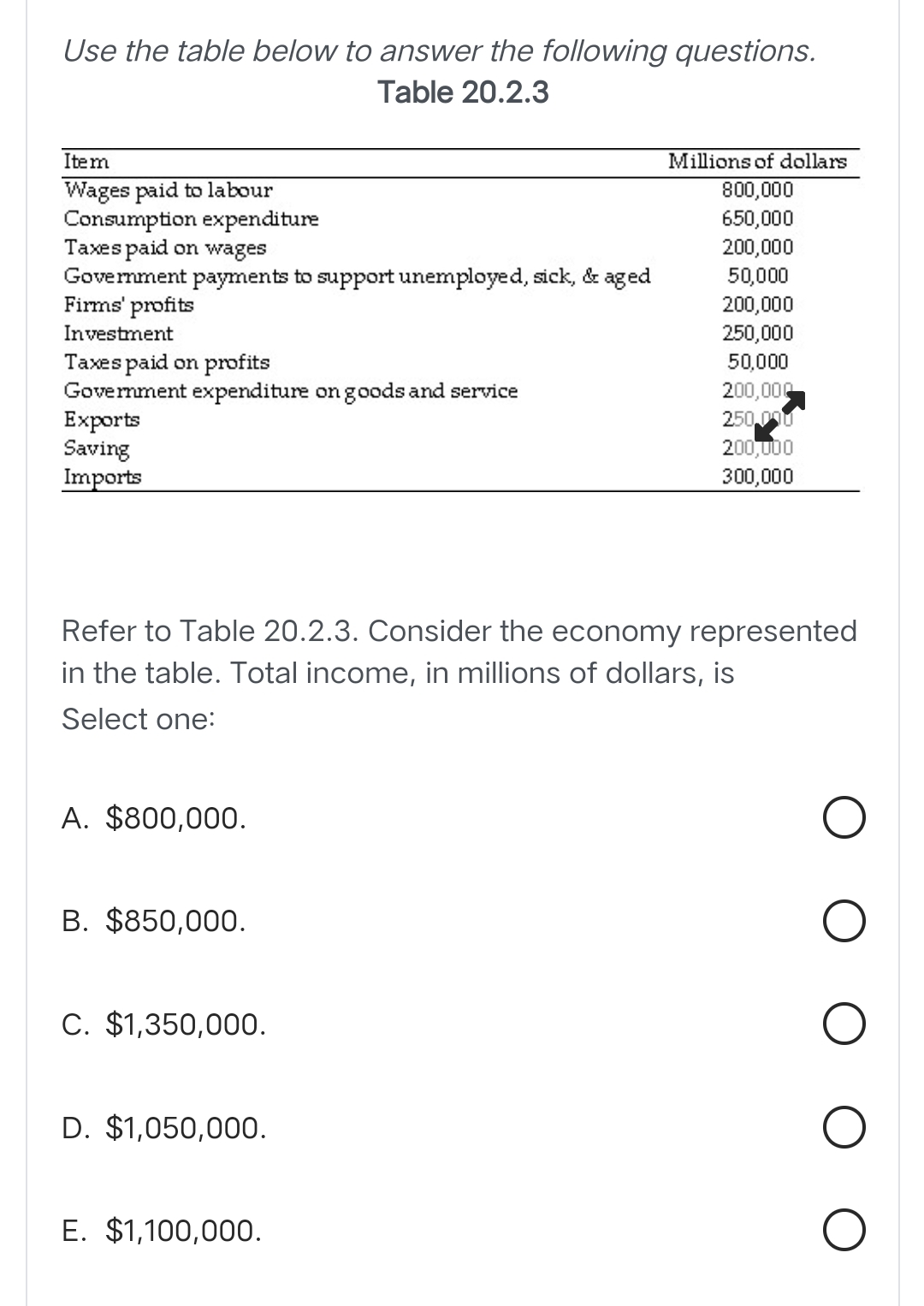 Solved Use the table below to answer the following | Chegg.com