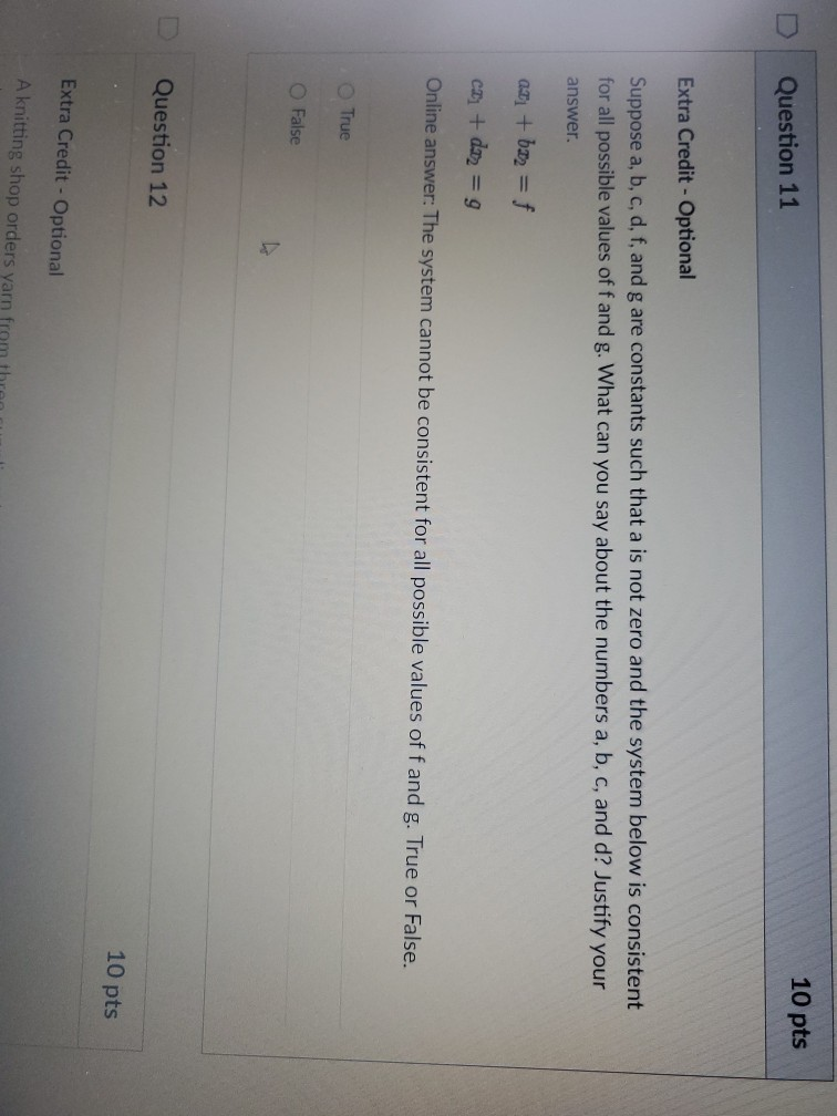 Solved Question 11 10 pts Extra Credit - Optional Suppose a, | Chegg.com
