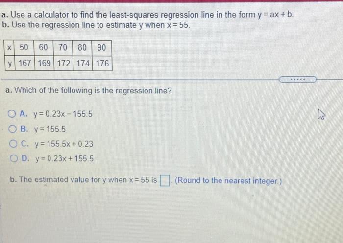 Least squares regression line deals on calculator