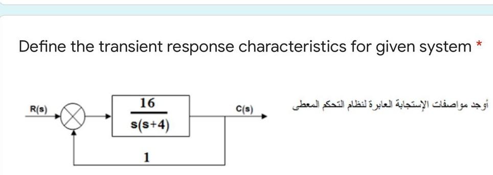 Solved * Define the transient response characteristics for | Chegg.com