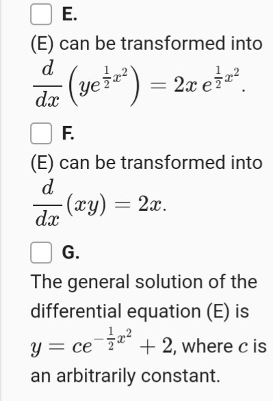 Solved Consider the differential equation 1 dy (E) +y= 2 . | Chegg.com