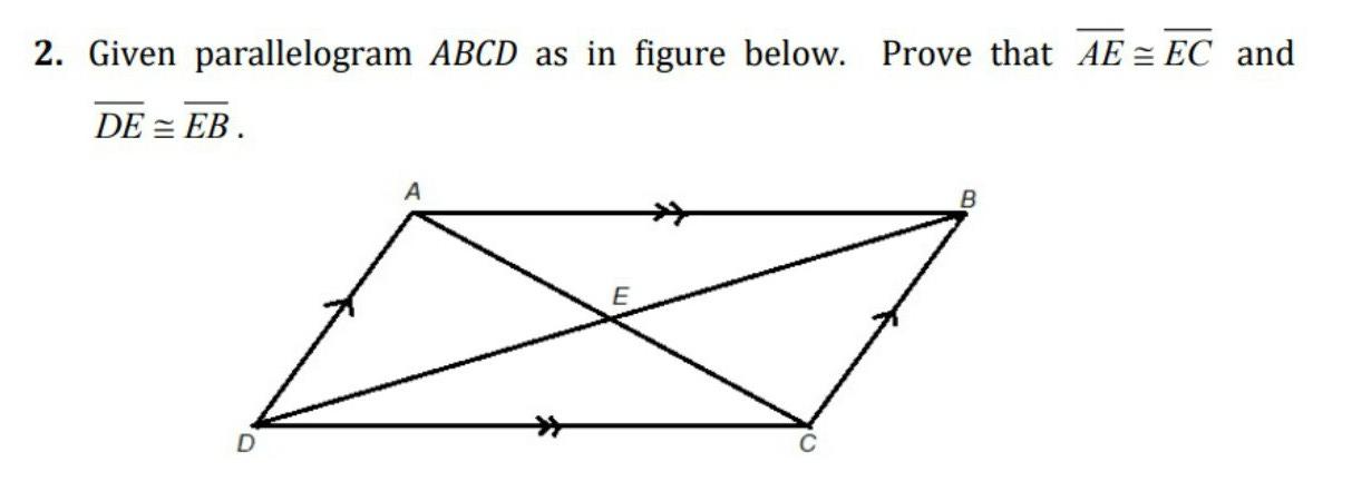 Solved 2. Given parallelogram ABCD as in figure below. Prove | Chegg.com