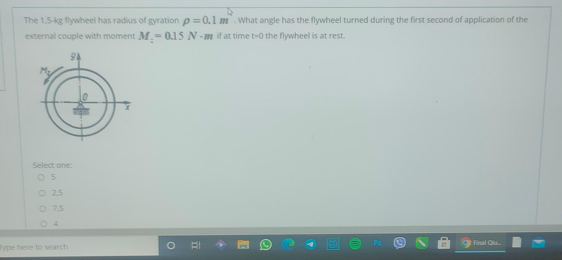 Solved The 1,5-kg flywheel has radius of gyration p=0.1 m | Chegg.com