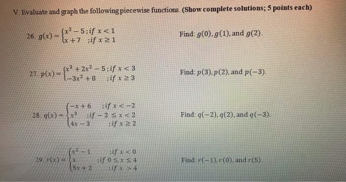Solved V Evaluate and graph the following piecewise | Chegg.com