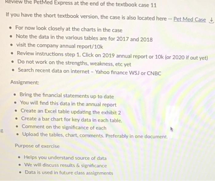 Review the PetMed Express at the end of the textbook