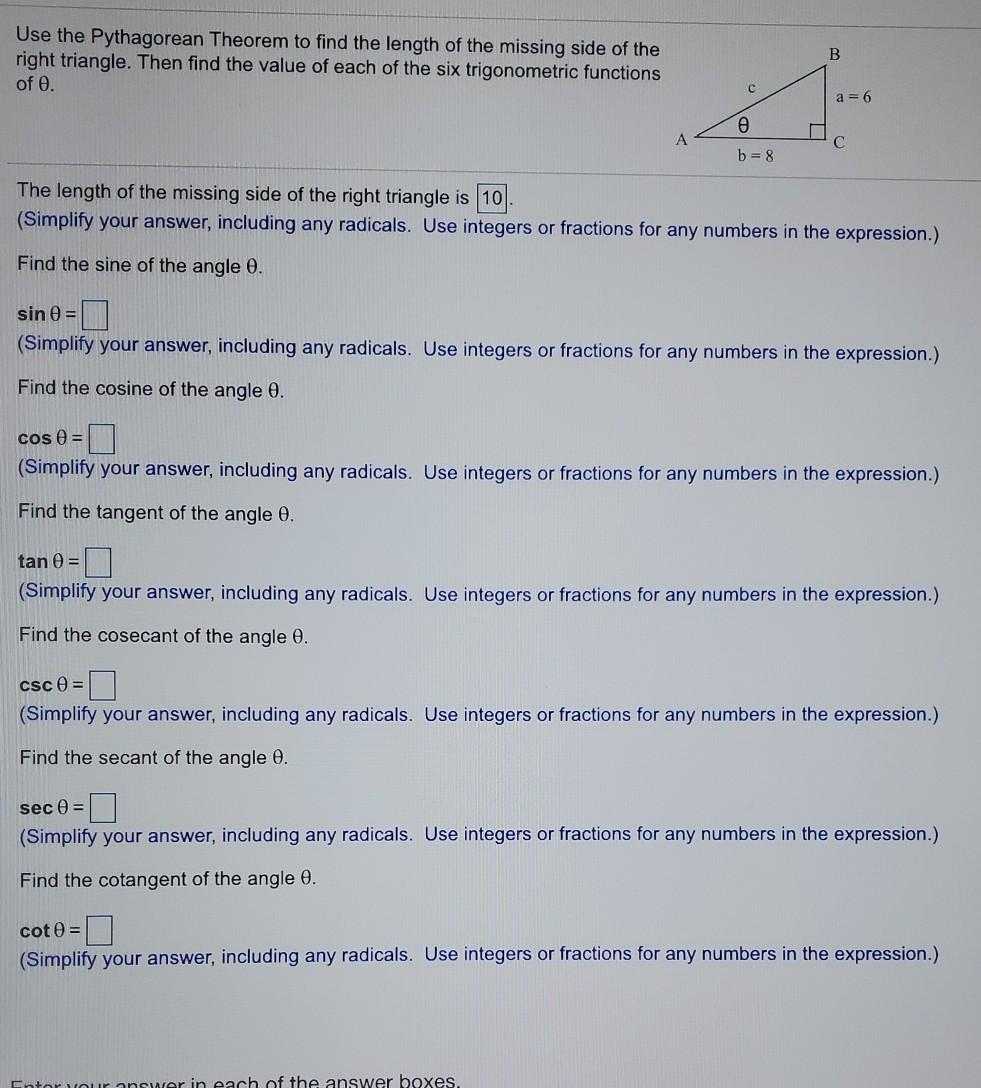Solved Use the Pythagorean Theorem to find the length of the | Chegg.com