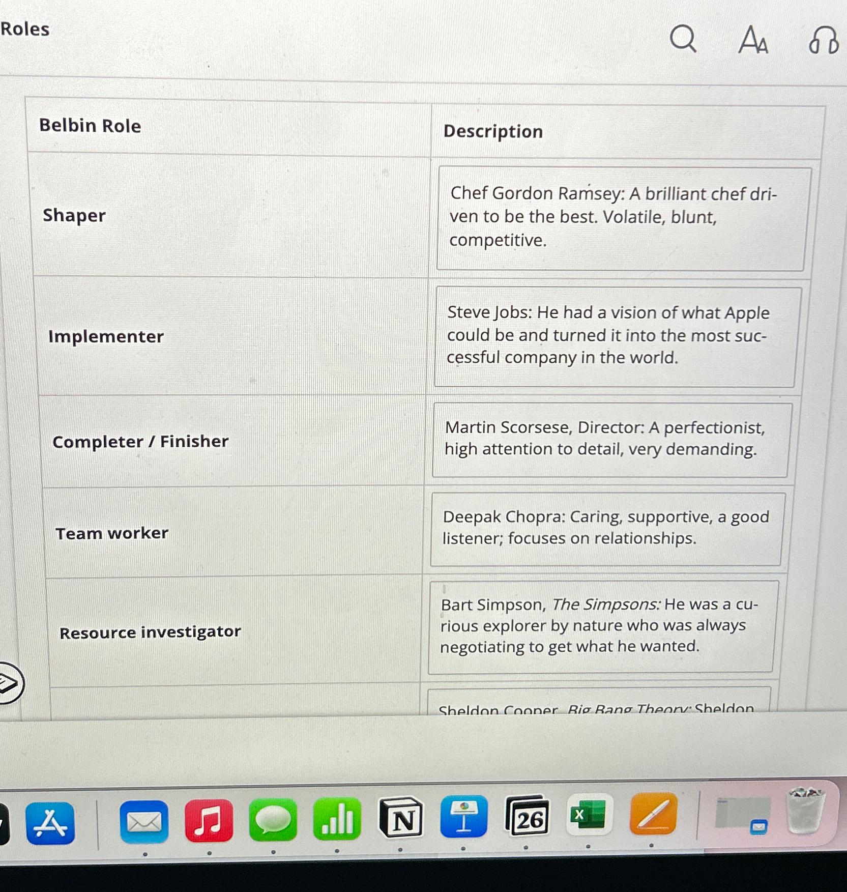 Solved RolesAABelbin RoleShaperImplementerCompleter / | Chegg.com