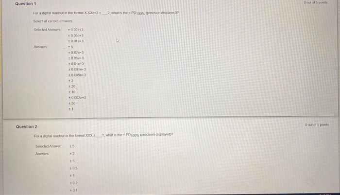 Question 1 O out of 5 points For a digital readout in | Chegg.com