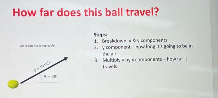 Solved How far does this ball travel? Steps: 1. Breakdown: | Chegg.com