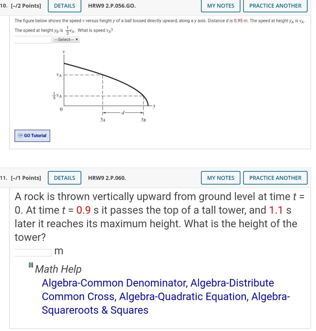 Solved 10 12 Points Details Hrw9 2 P 056 Go My Notes Chegg Com