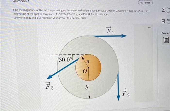 [Solved]: Find the magnitude of the net torque acting on th