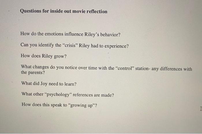 inside out reflection essay brainly