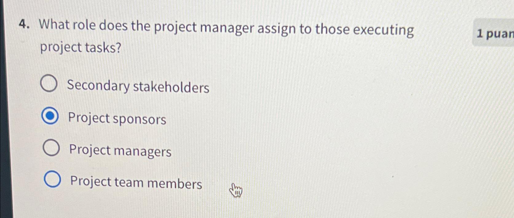 Solved What role does the project manager assign to those | Chegg.com