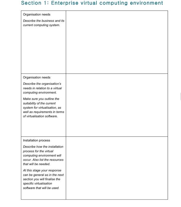 Solved Section 1: Enterprise virtual computing environment | Chegg.com