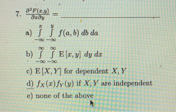 Solved f X Y Ordy A I Y F A B Do Da B ſ ſ E Z Y Chegg Com