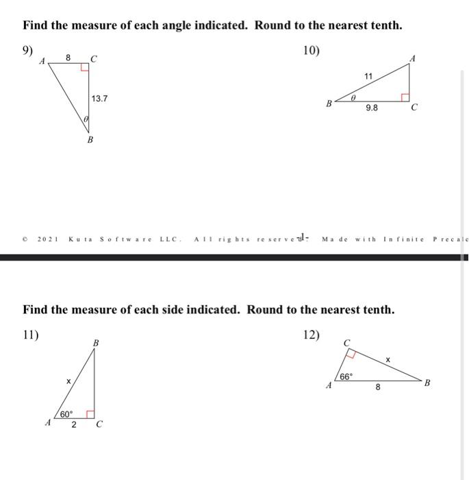 find the measure of each side indicated. round to the nearest tenth