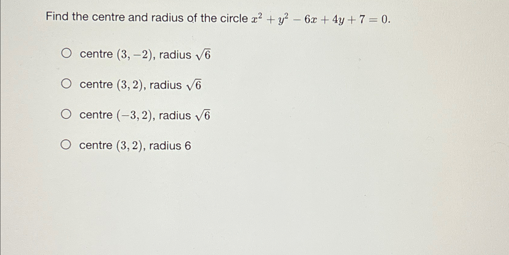 the centre of circle x 5 2 y 3 2 36 is