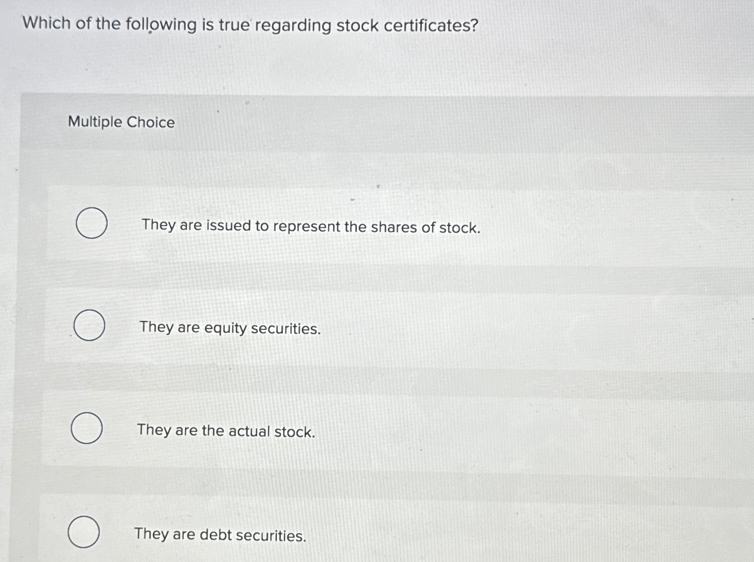 Solved Which of the following is true regarding stock | Chegg.com