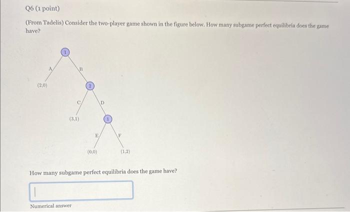 Solved (From Tadelis) Consider the two-player game shown in | Chegg.com