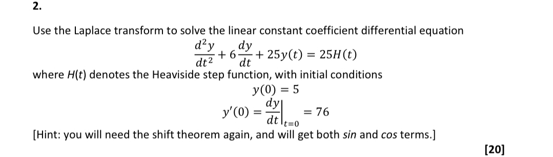Solved Use the Laplace transform to solve the linear | Chegg.com