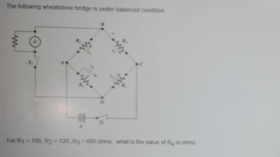 Solved The following wheatstone bridge is under balanced | Chegg.com