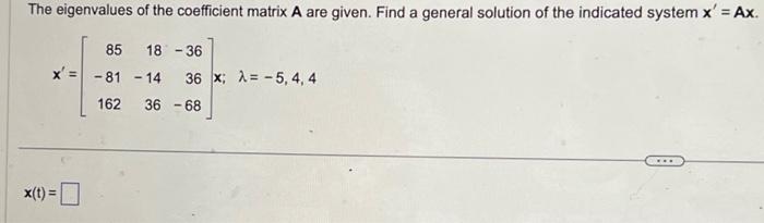 Solved The Eigenvalues Of The Coefficient Matrix A Are | Chegg.com