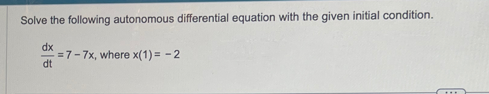 Solved Solve The Following Autonomous Differential Equation