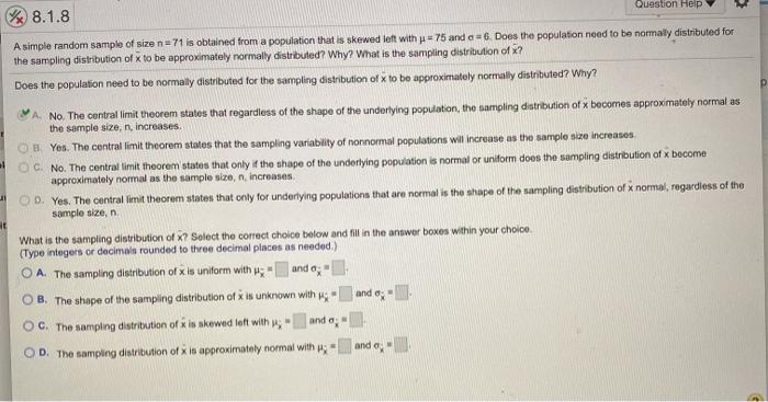 Solved 1 W 8.1.8 Question Help A simple random sample of | Chegg.com