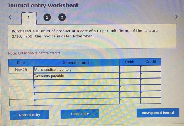 Solved Journal entry worksheet
