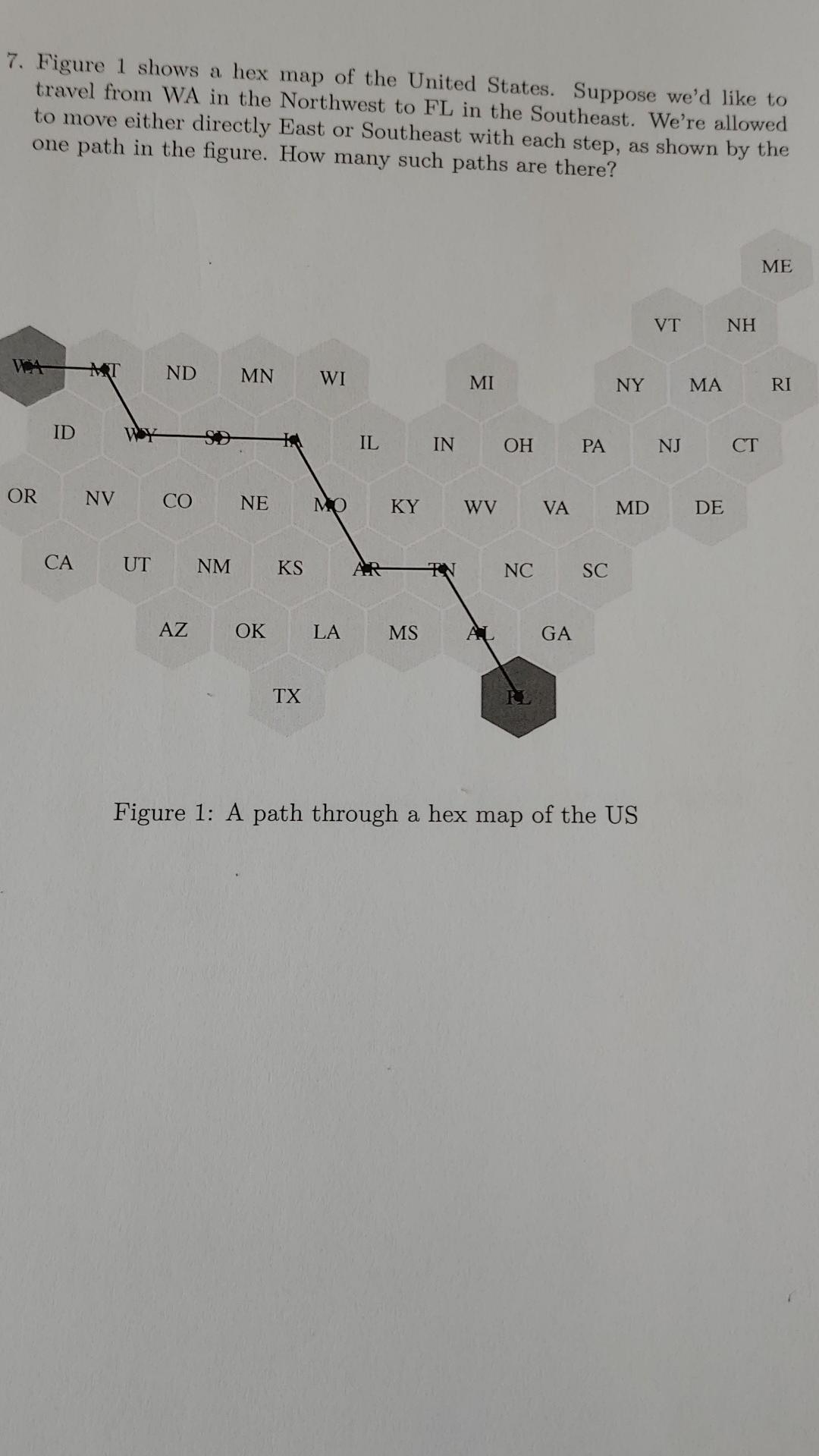 Solved 7. Figure 1 shows a hex map of the United States. | Chegg.com