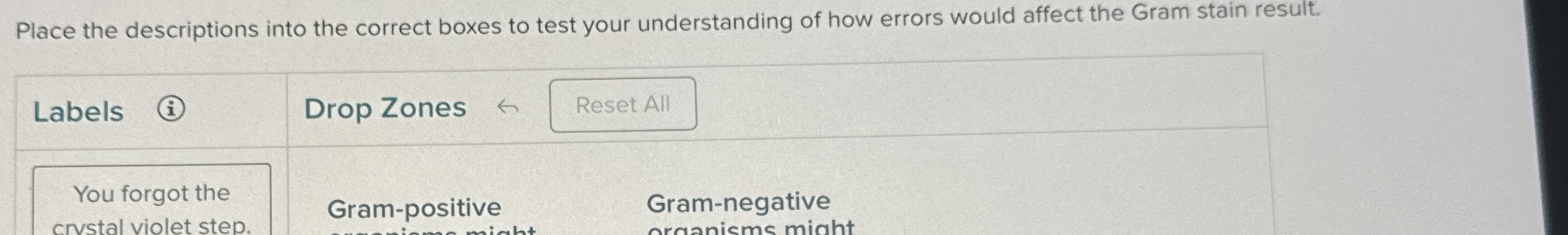 Solved Place the descriptions into the correct boxes to test | Chegg.com