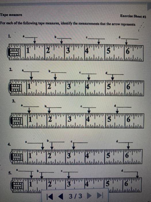 Solved Tape measure Exercise Sheet 12 For each of the | Chegg.com