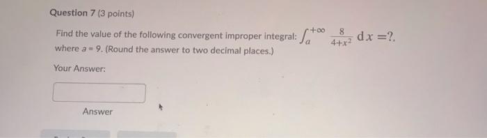 Solved Question 7 (3 points) +00 8 Find the value of the | Chegg.com
