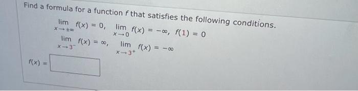 Solved Find a formula for a function f that satisfies the | Chegg.com