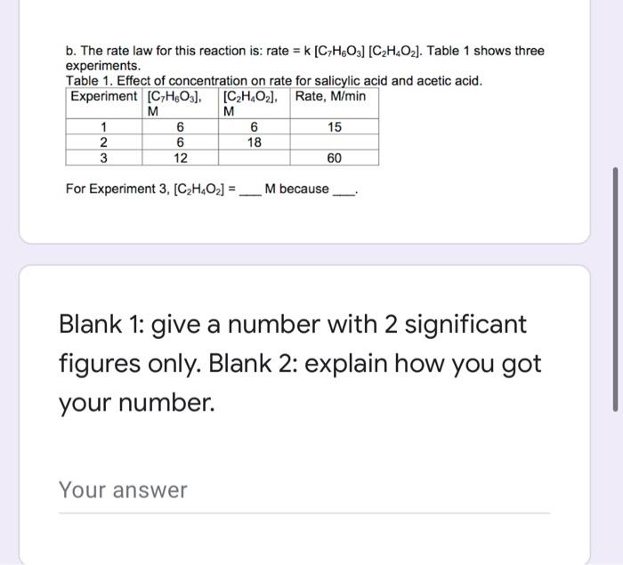 Solved b. The rate law for this reaction is: rate = k | Chegg.com