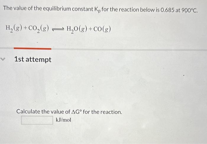 Solved The value of the equilibrium constant Kp for the | Chegg.com