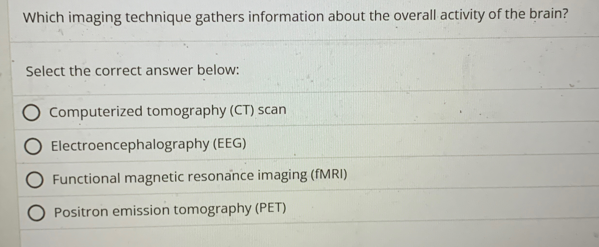 Solved Which Imaging Technique Gathers Information About The | Chegg.com